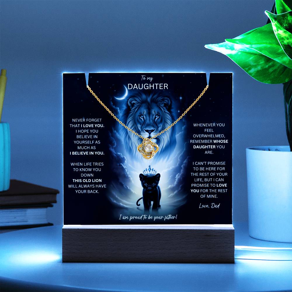 Daughter Gift Set From Dad Keepsake Acrylic Plaque With Love Knot Necklace 8