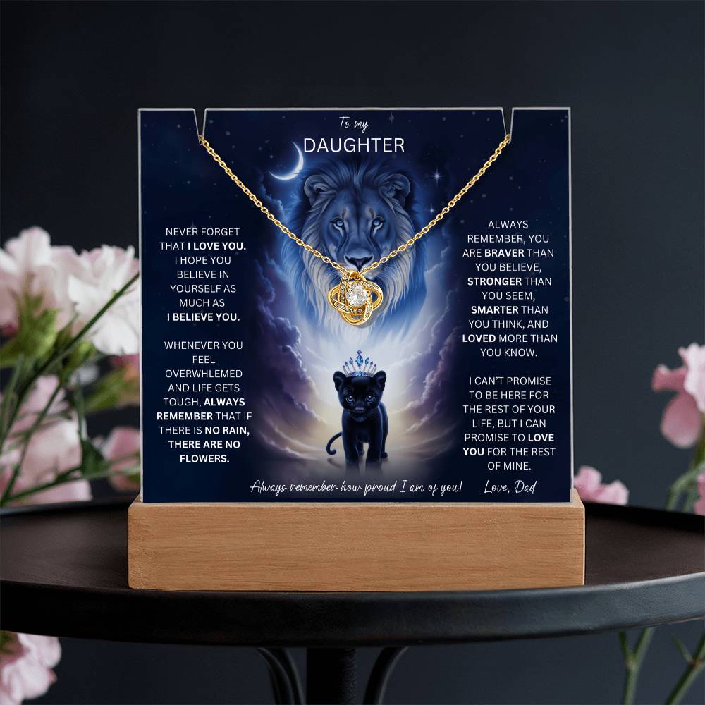 Daughter Gift Set From Dad Keepsake Acrylic Plaque With Love Knot Necklace 10