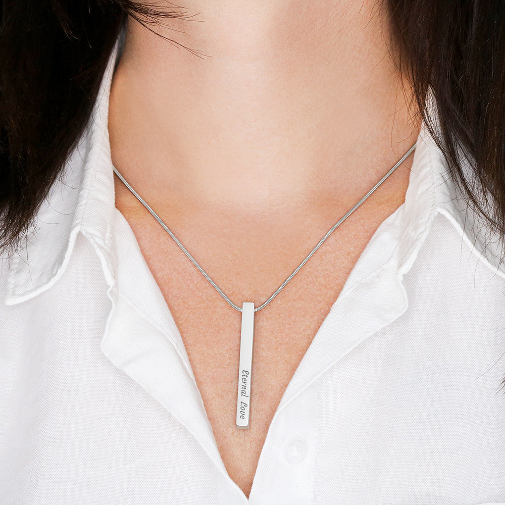 To My Son - I Will Always Love You - 4 Sided Engraved Bar Necklace