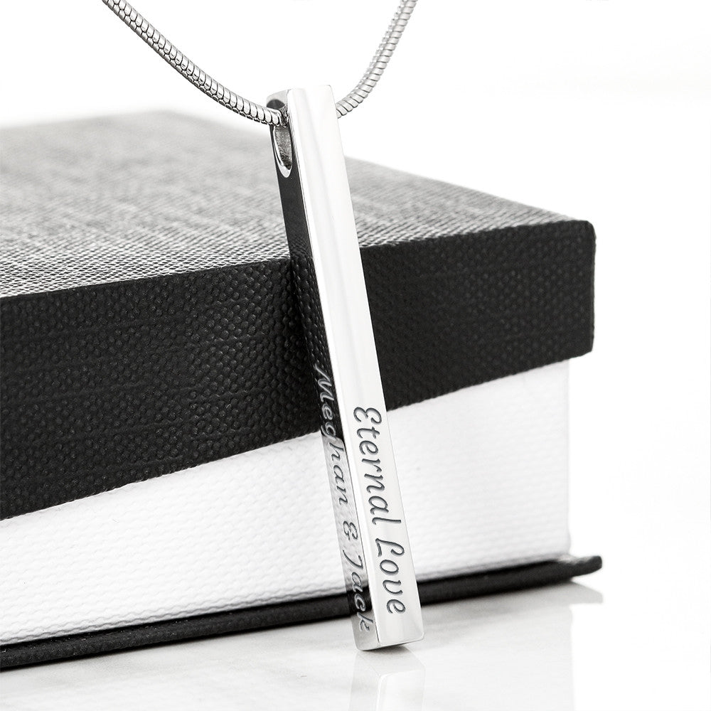 To My Son - I Will Always Love You - 4 Sided Engraved Bar Necklace
