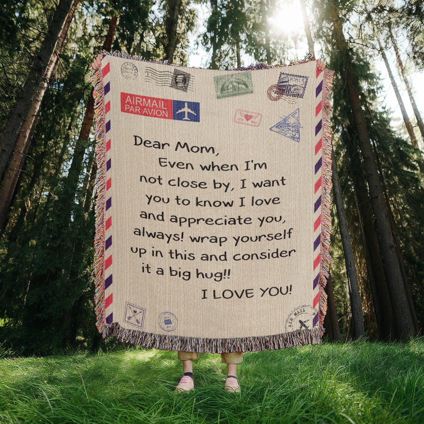 Dear Mom - I Love You - Wooven Blanket