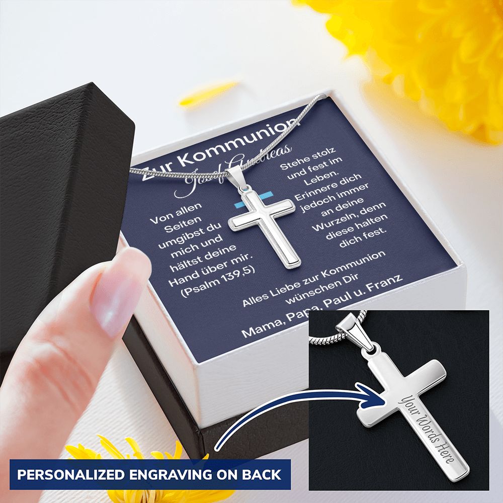 Zur Kommunion - Personalized Cross Necklace