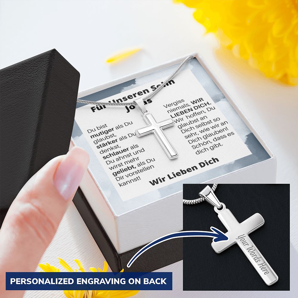 Für Unseren Sohn - Wir Lieben Dich - Personalized Cross Necklace