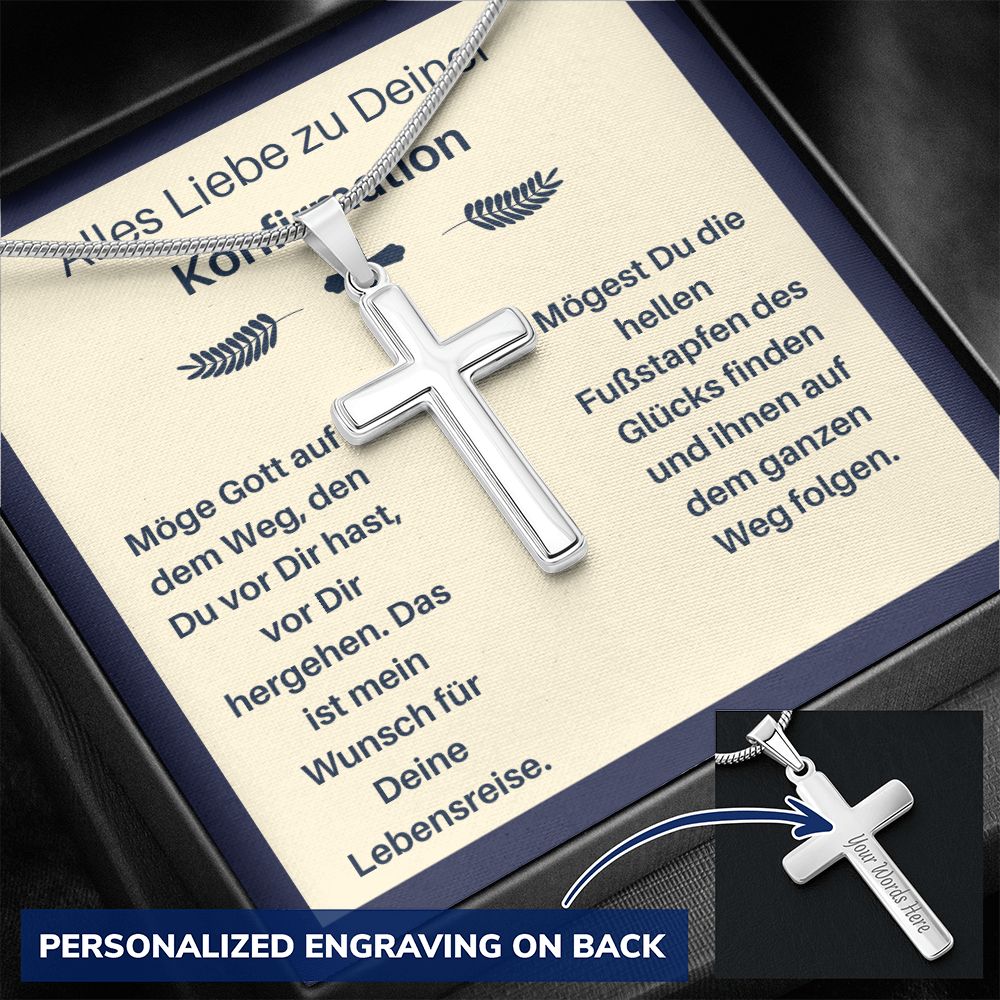 Alles Liebe Zur Konfirmation - Personalized Cross Necklace