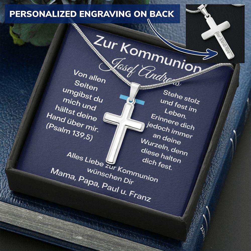 Zur Kommunion - Personalized Cross Necklace