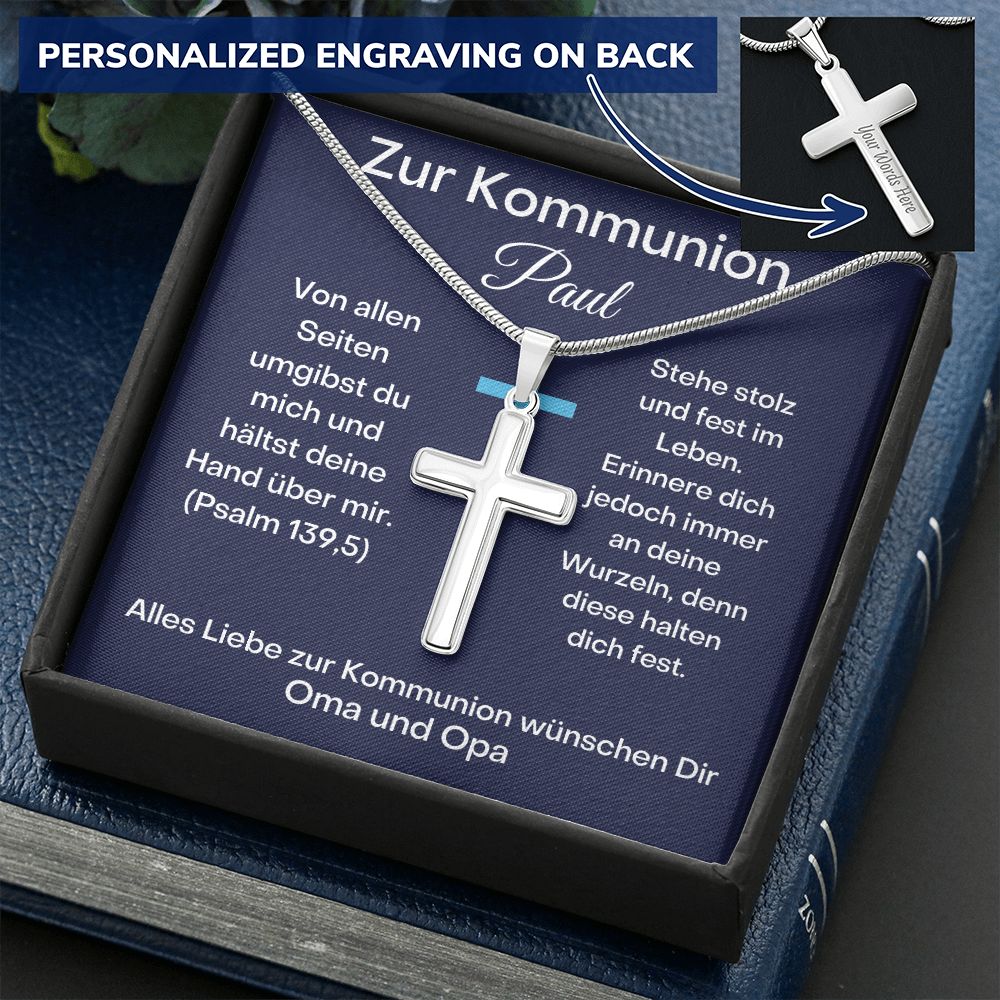 Zur Kommunion - Von Allen Seiten - Handgefertigte Kreuzhalskette