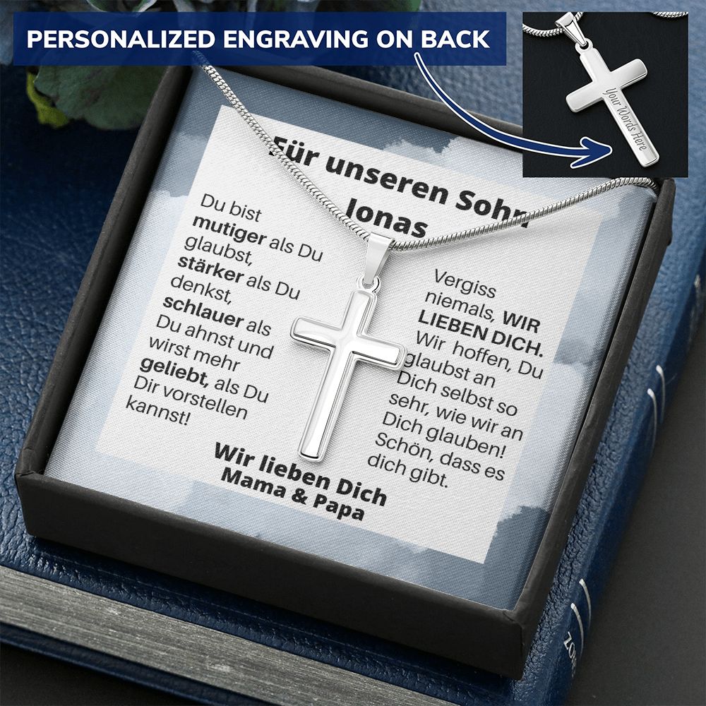 Für Unseren Sohn - Wir Lieben Dich - Personalized Cross Necklace