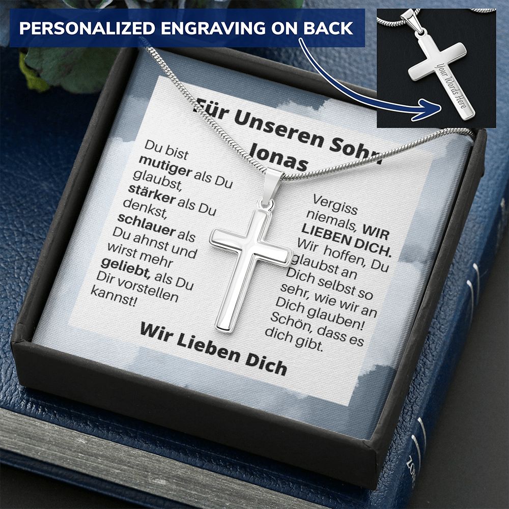 Für Unseren Sohn - Wir Lieben Dich - Personalized Cross Necklace