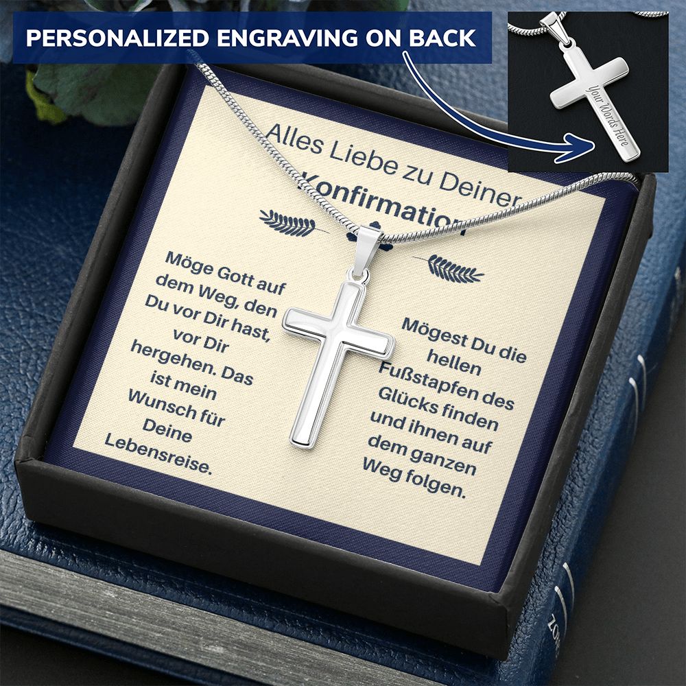 Alles Liebe Zur Konfirmation - Personalized Cross Necklace