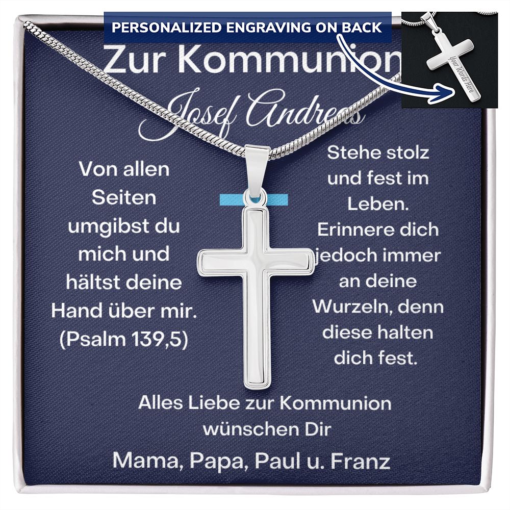 Zur Kommunion - Personalized Cross Necklace