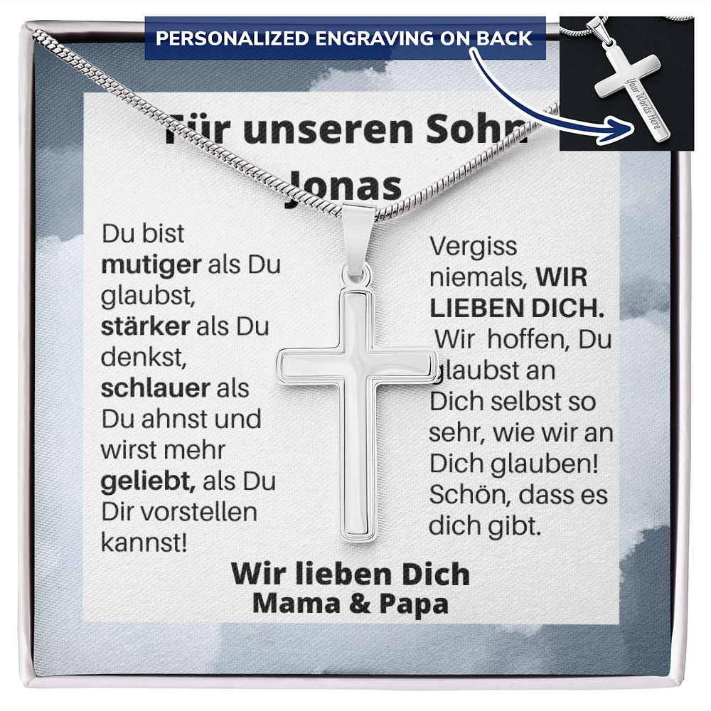 Für Unseren Sohn - Wir Lieben Dich - Personalized Cross Necklace