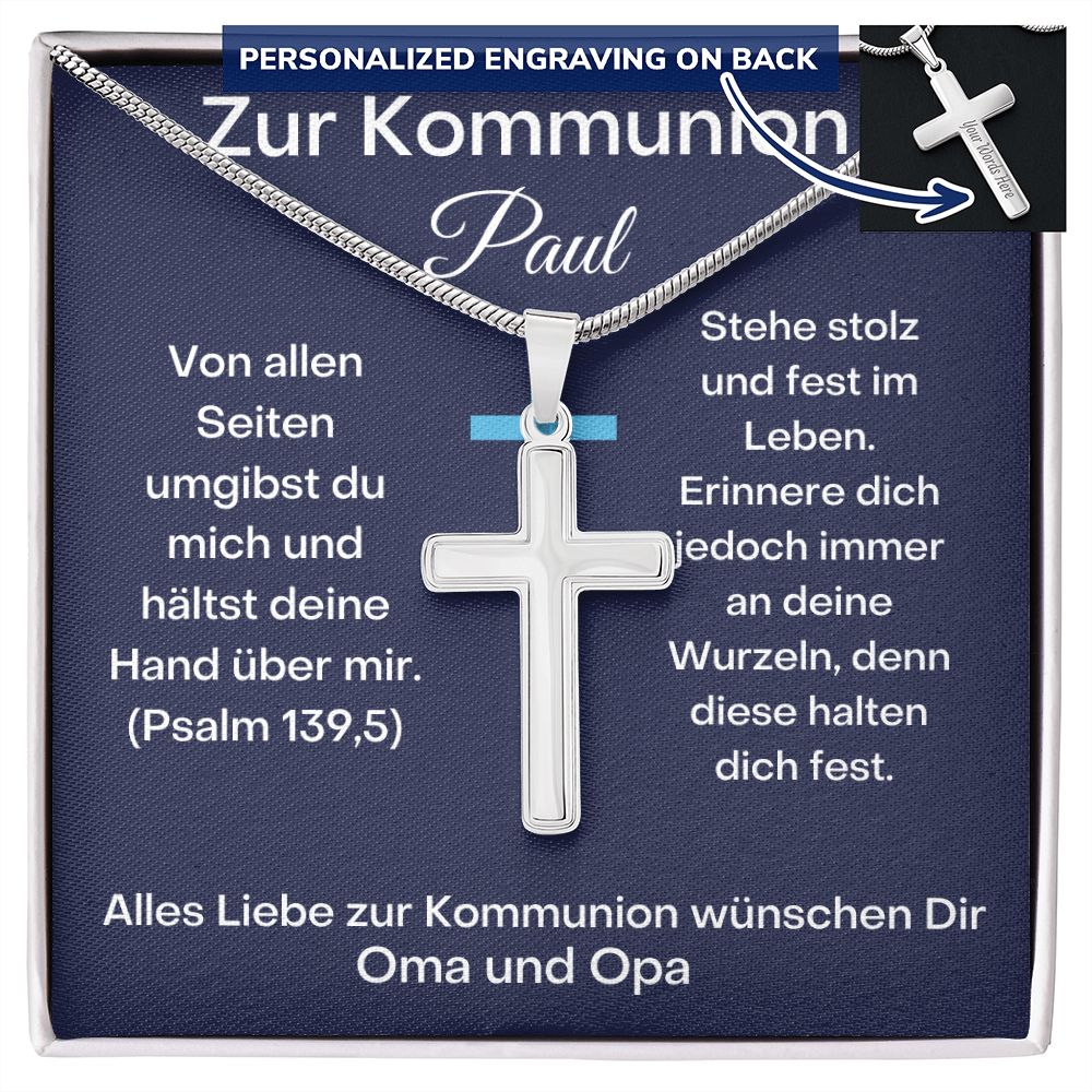 Zur Kommunion - Von Allen Seiten - Handgefertigte Kreuzhalskette