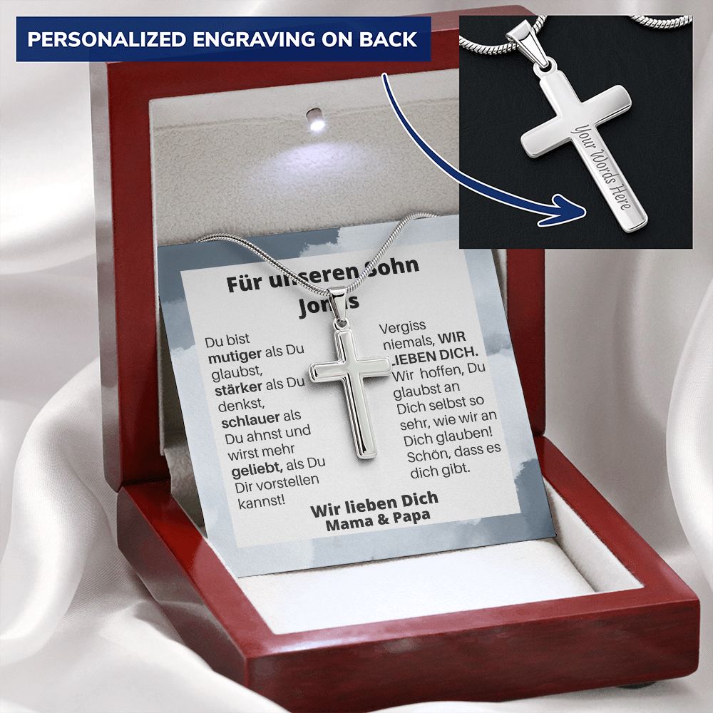 Für Unseren Sohn - Wir Lieben Dich - Personalized Cross Necklace