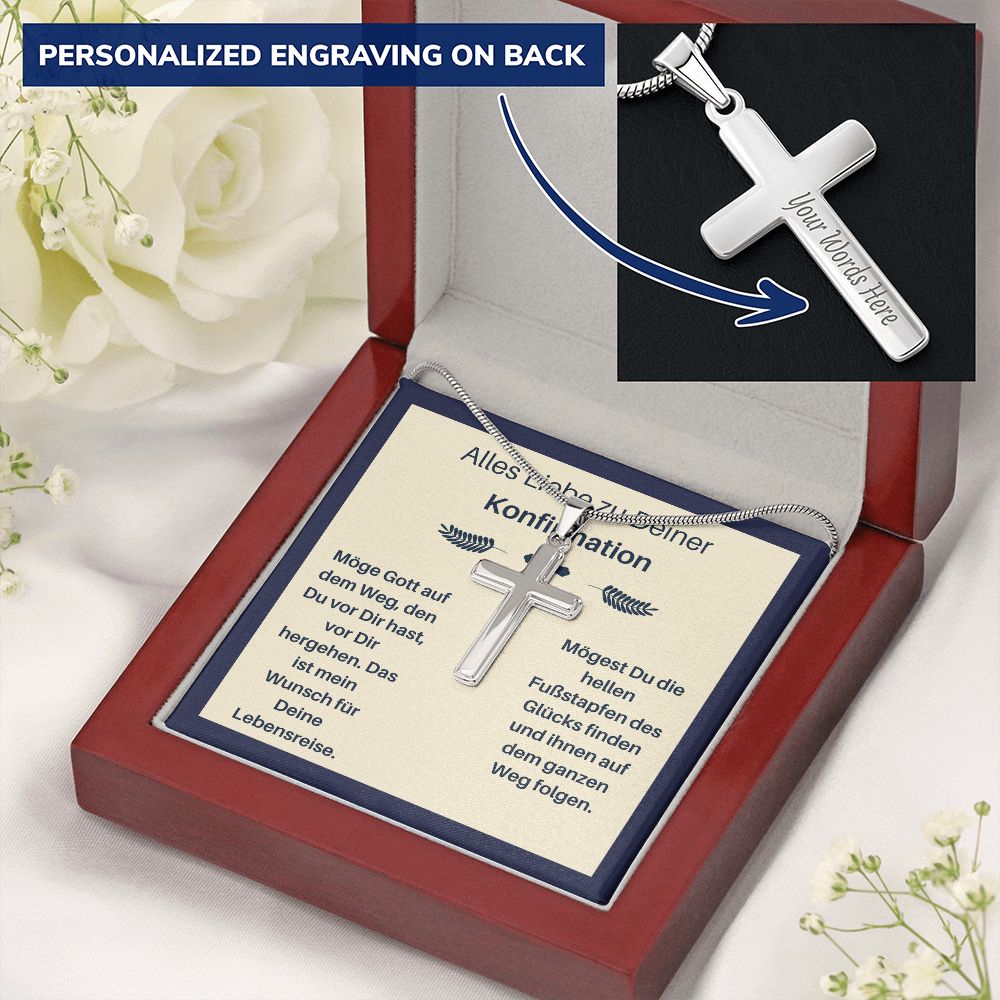 Alles Liebe Zur Konfirmation - Personalized Cross Necklace