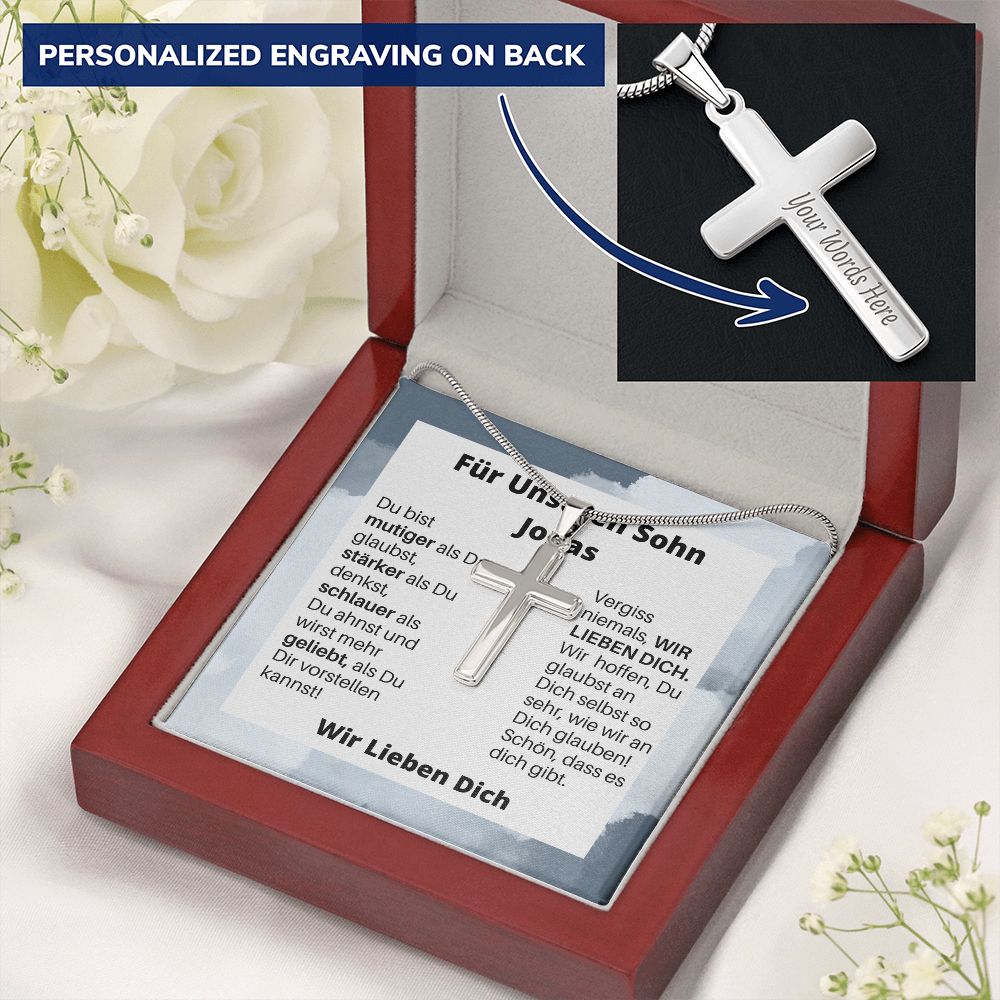 Für Unseren Sohn - Wir Lieben Dich - Personalized Cross Necklace
