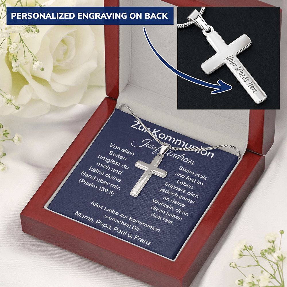 Zur Kommunion - Personalized Cross Necklace