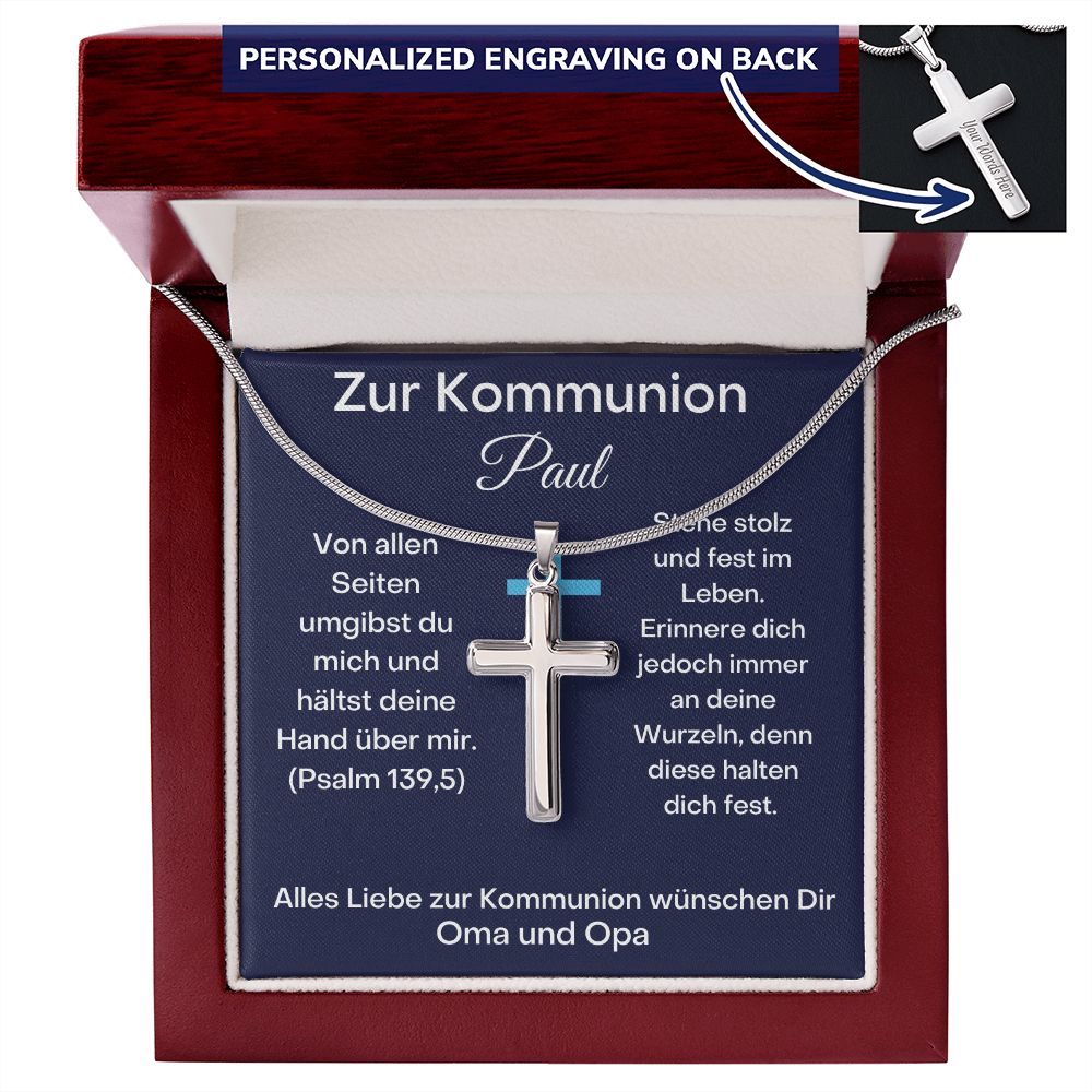 Zur Kommunion - Von Allen Seiten - Handgefertigte Kreuzhalskette