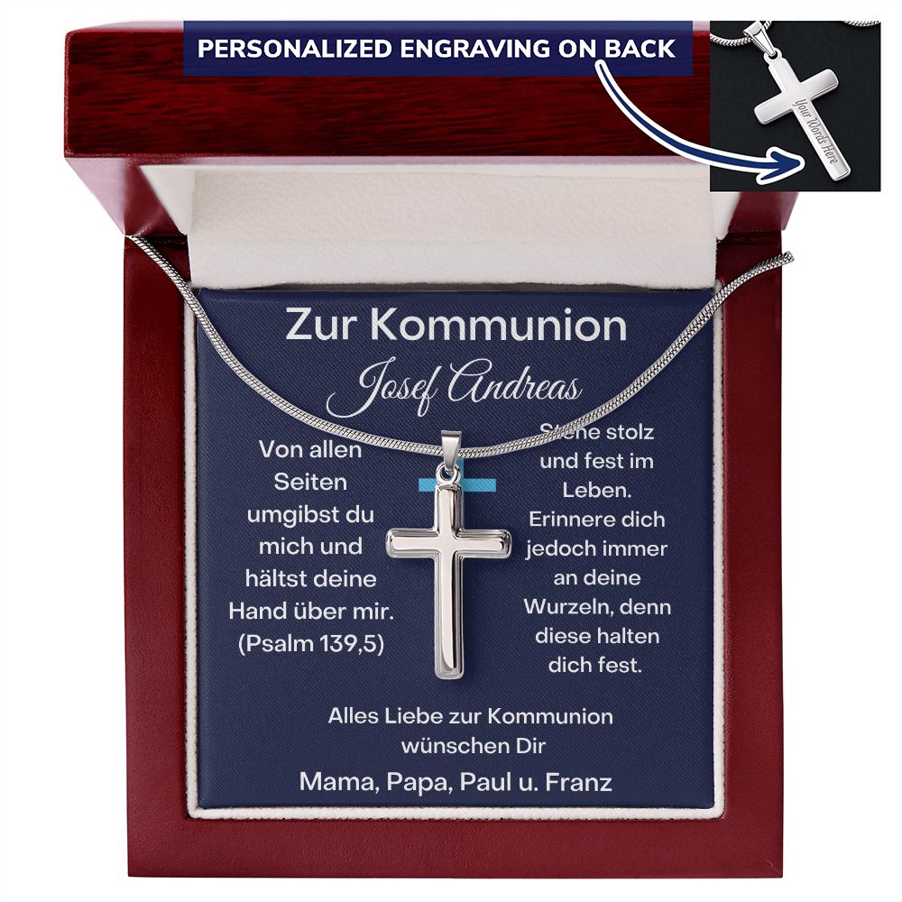 Zur Kommunion - Personalized Cross Necklace