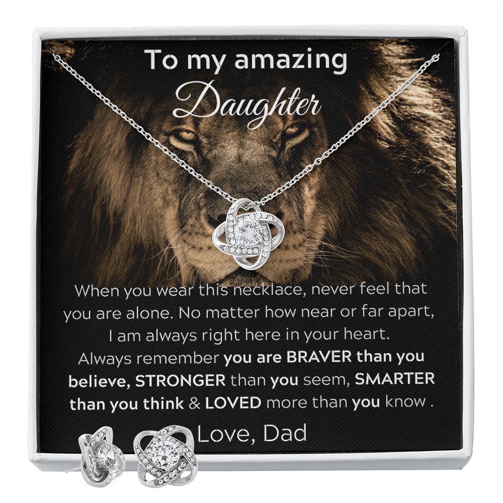 To My Amazing Daughter From Dad - Love Knot Earring & Necklace Set