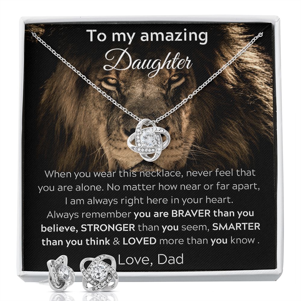 To My Amazing Daughter From Dad - Love Knot Earring & Necklace Set