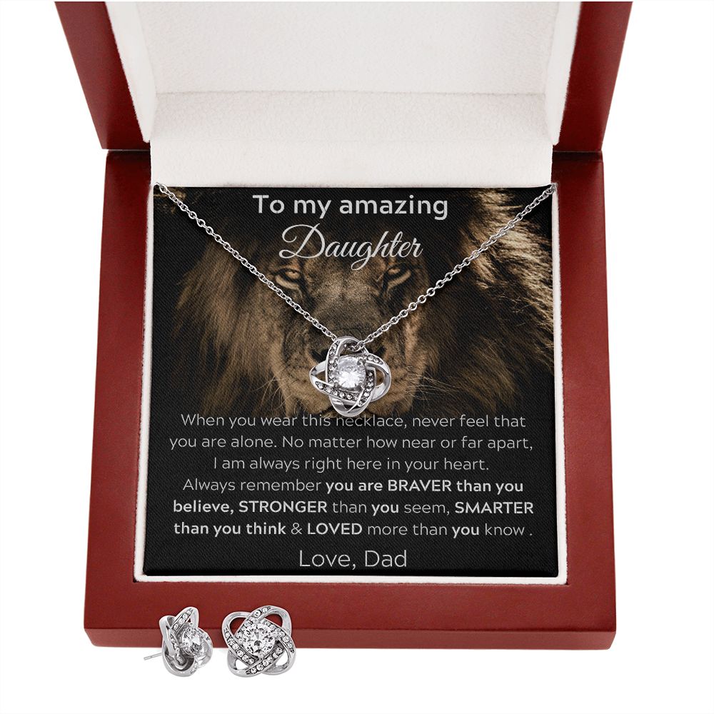 To My Amazing Daughter From Dad - Love Knot Earring & Necklace Set