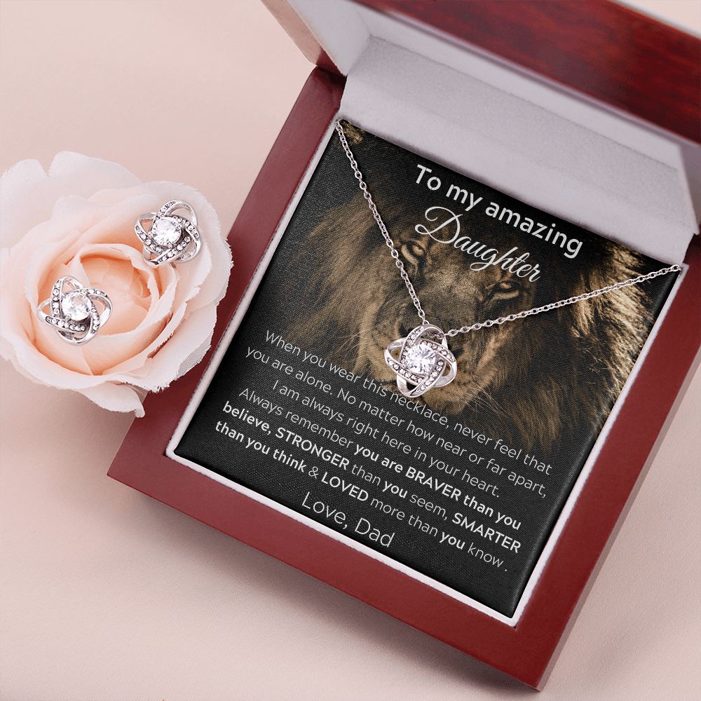 To My Amazing Daughter From Dad - Love Knot Earring & Necklace Set