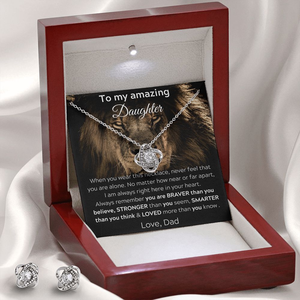 To My Amazing Daughter From Dad - Love Knot Earring & Necklace Set