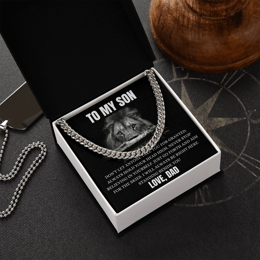 To My Son - I Will Always Be Right Here - Love Dad - Cuban Chain Link