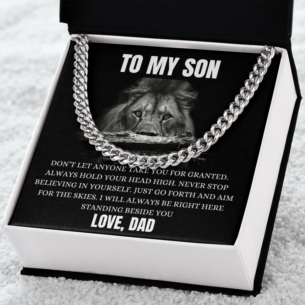 To My Son - I Will Always Be Right Here - Love Dad - Cuban Chain Link