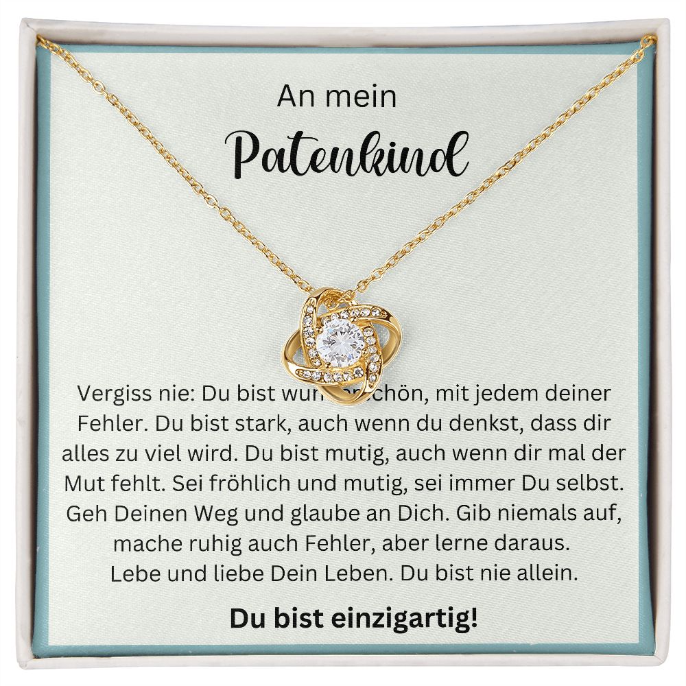 An Mein Patenkind - Du Bist Einzigartig - Love Knot Necklace