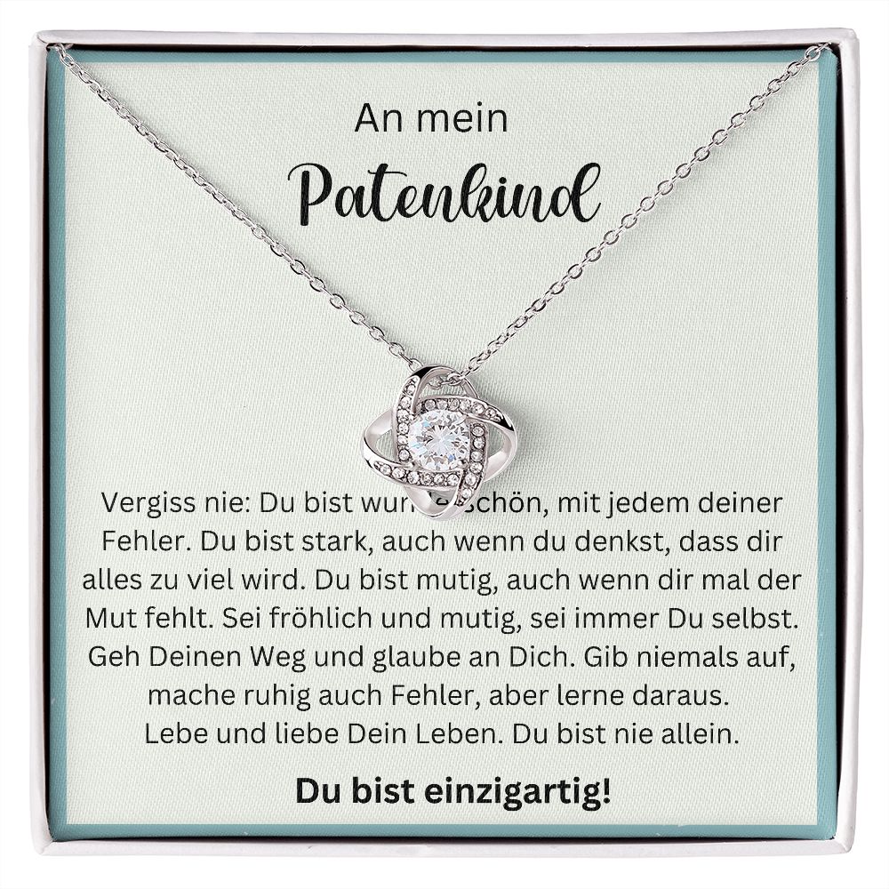 An Mein Patenkind - Du Bist Einzigartig - Love Knot Necklace
