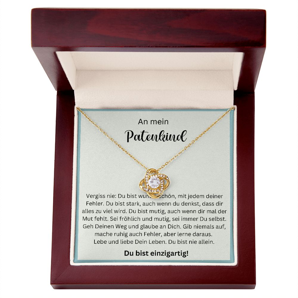 An Mein Patenkind - Du Bist Einzigartig - Love Knot Necklace