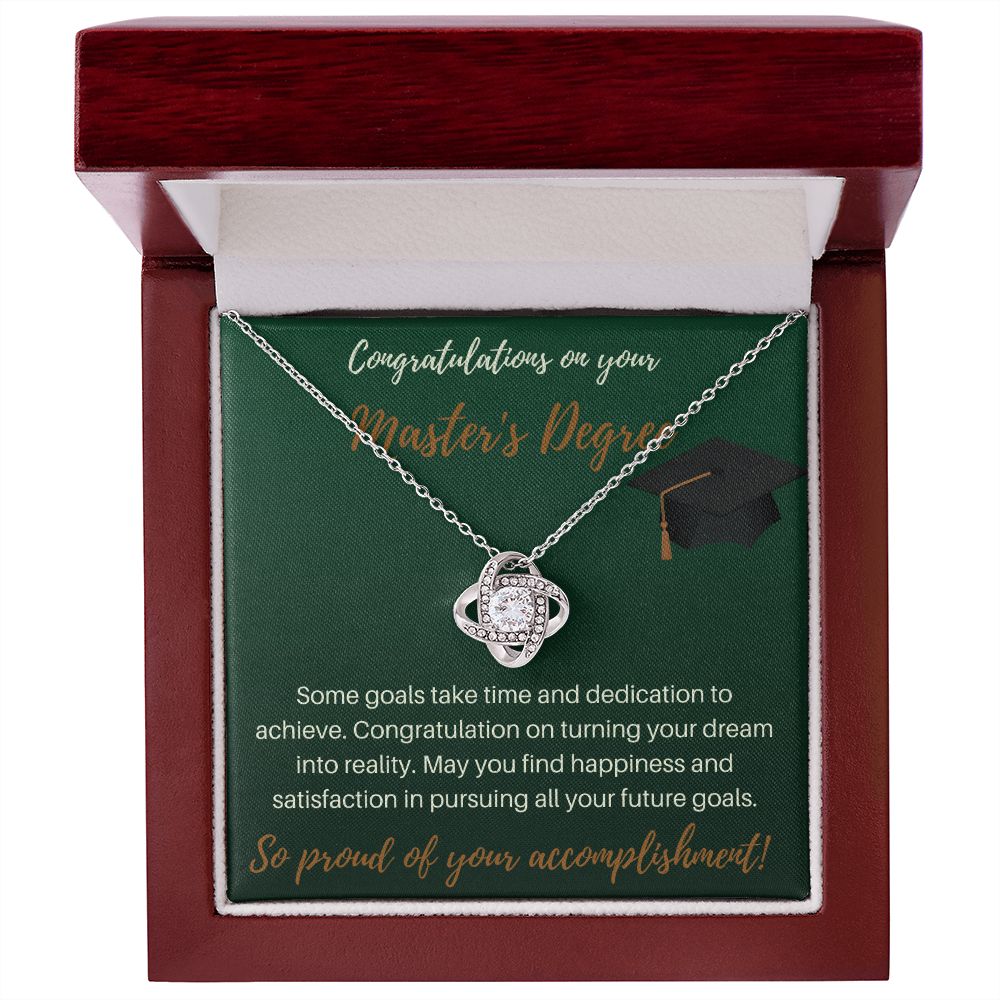 Congratulations On Your Master's Degree - Some Goals - Love Knot Necklace