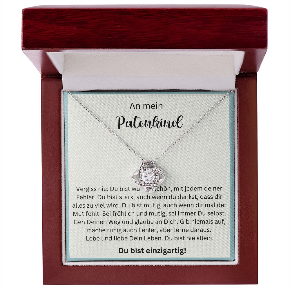 An Mein Patenkind - Du Bist Einzigartig - Love Knot Necklace