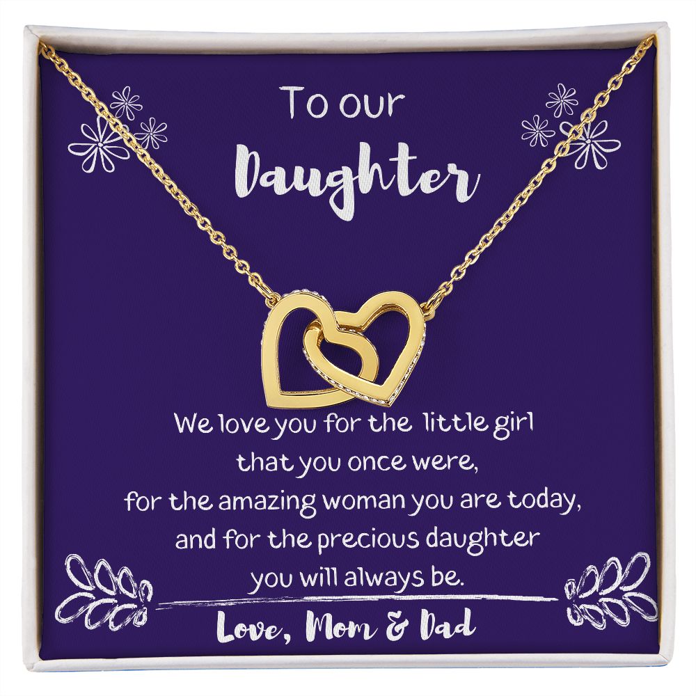 To Our Daughter - We Love You - Interlocking Hearts Necklace