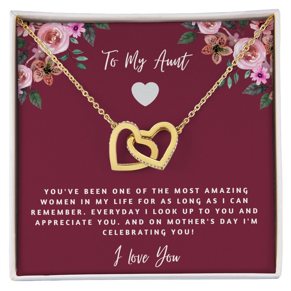 To My Aunt - I Love You - Interlocking Hearts Necklace