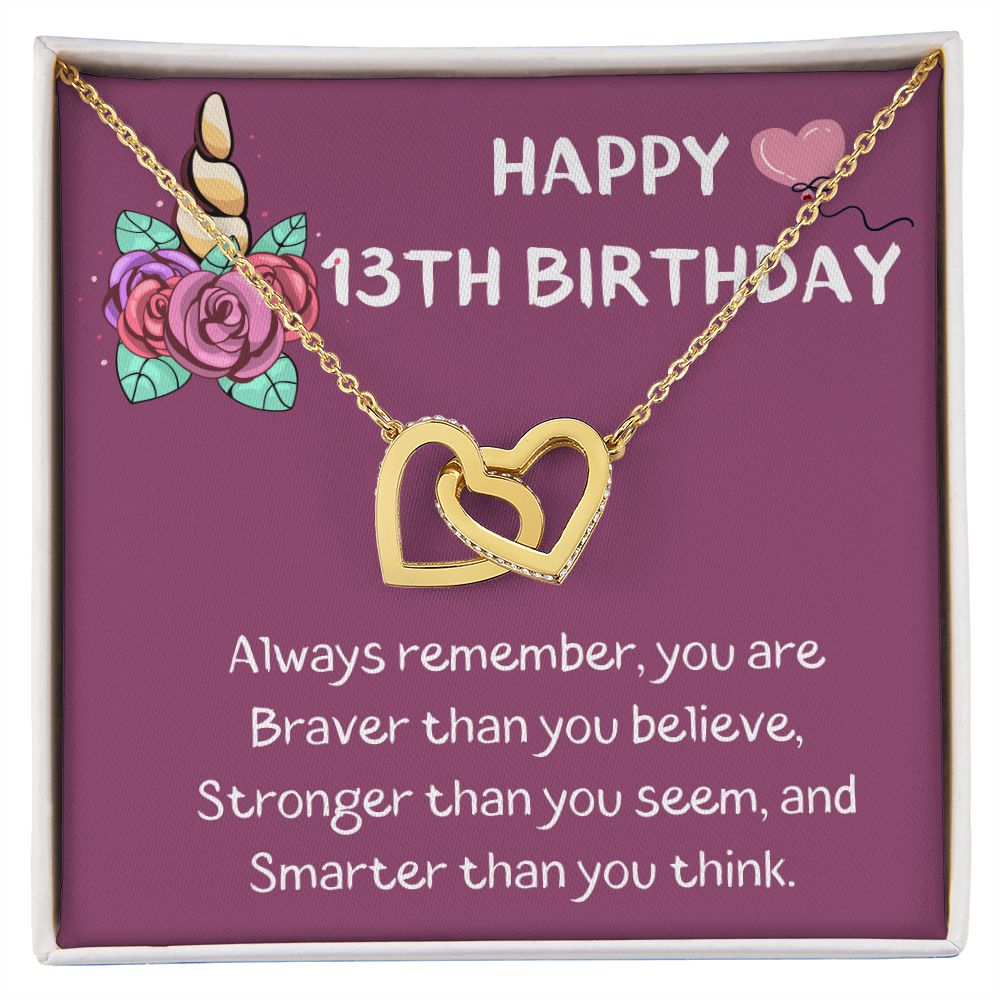 Happy 13th Birthday - Interlocking Hearts Necklace