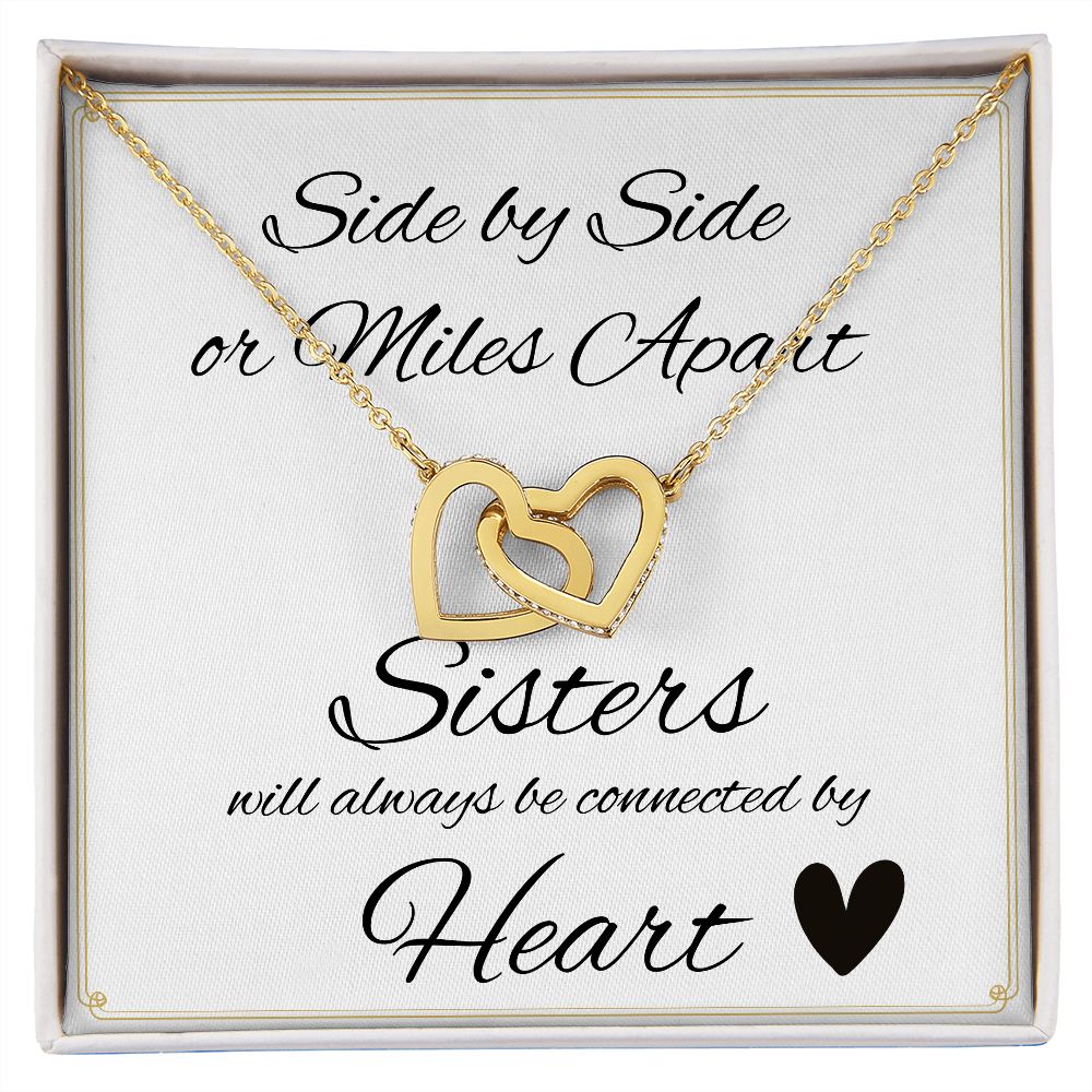 Side By Side Or Miles Apart - Interlocking Hearts Necklace