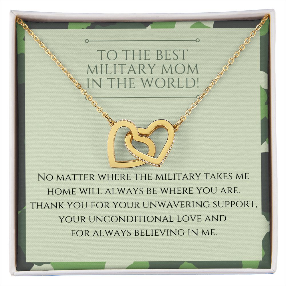 To The Best Military Mom In The World - Interlocking Hearts Necklace
