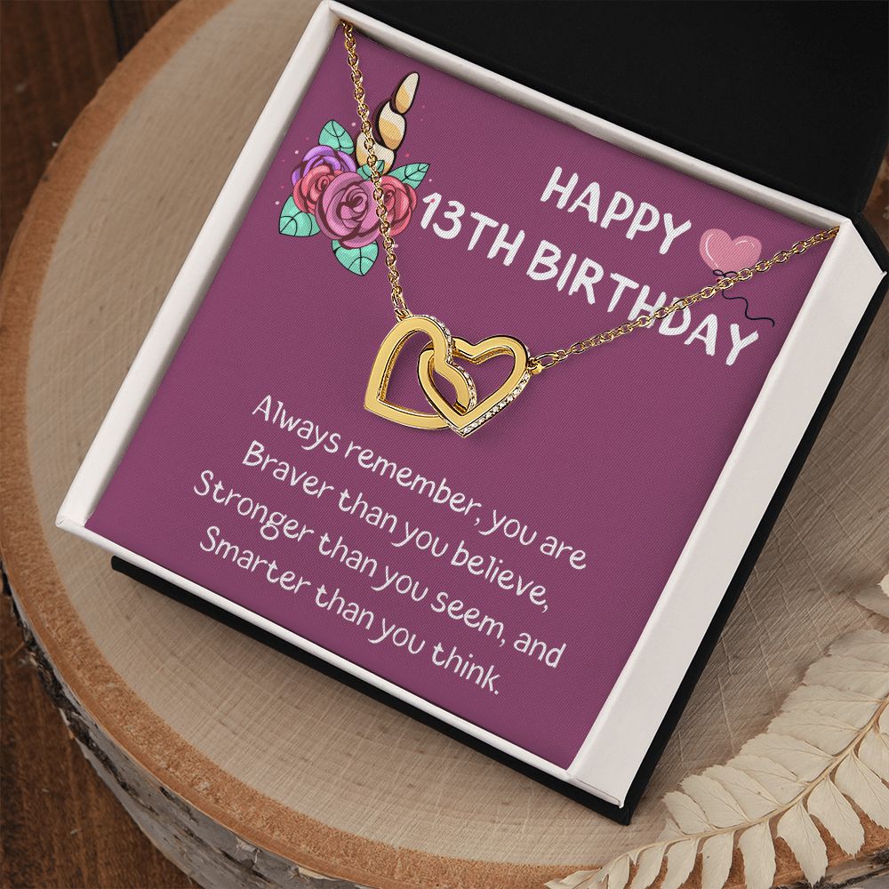 Happy 13th Birthday - Interlocking Hearts Necklace