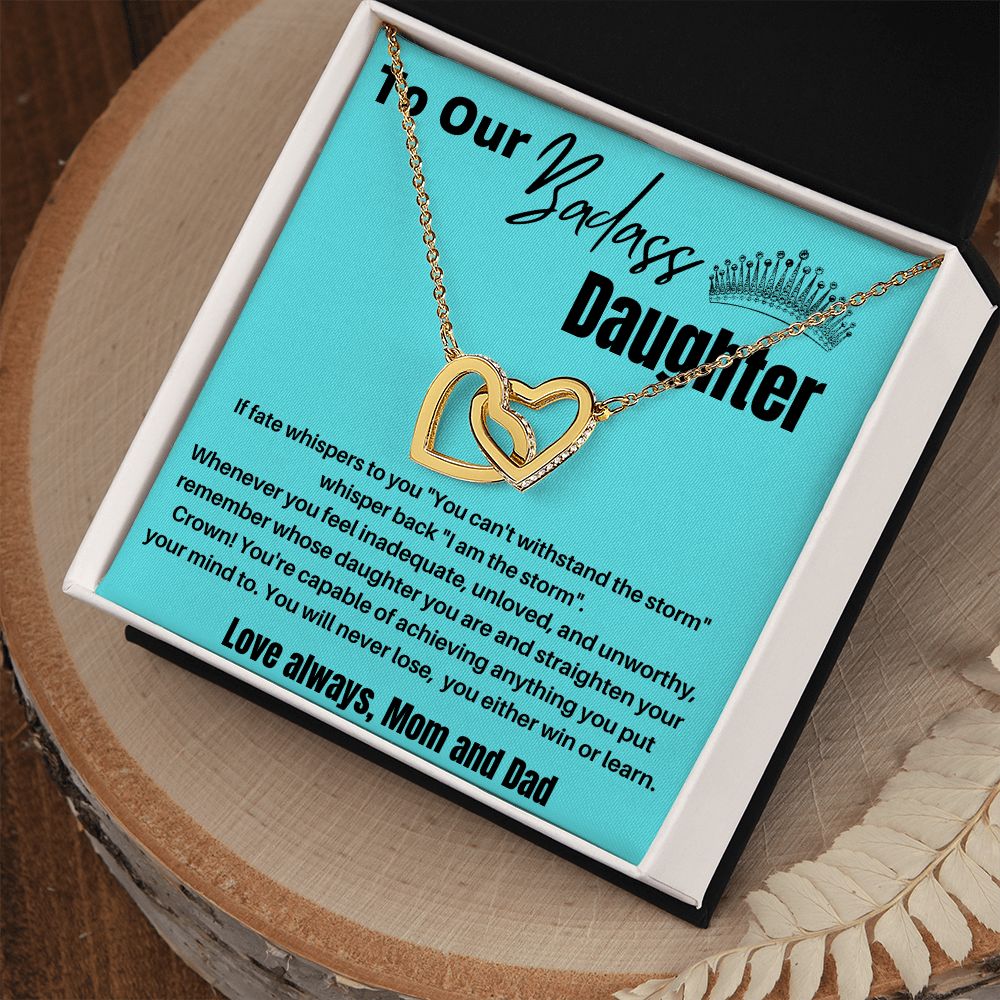 To Our Badass Daughter - Interlocking Hearts Necklace