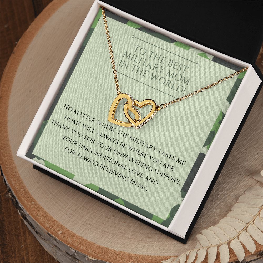 To The Best Military Mom In The World - Interlocking Hearts Necklace