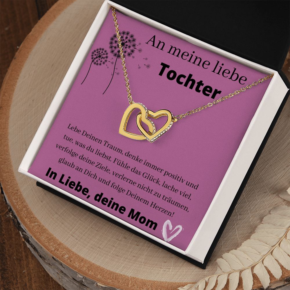 An Meine Liebe Tochter - Lebe Deinen Traum - Interlocking Hearts Necklace