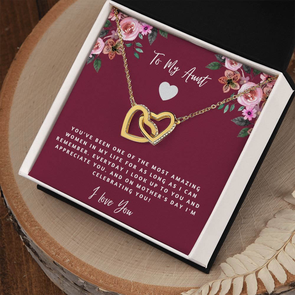 To My Aunt - I Love You - Interlocking Hearts Necklace