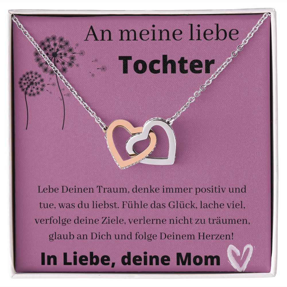 An Meine Liebe Tochter - Lebe Deinen Traum - Interlocking Hearts Necklace