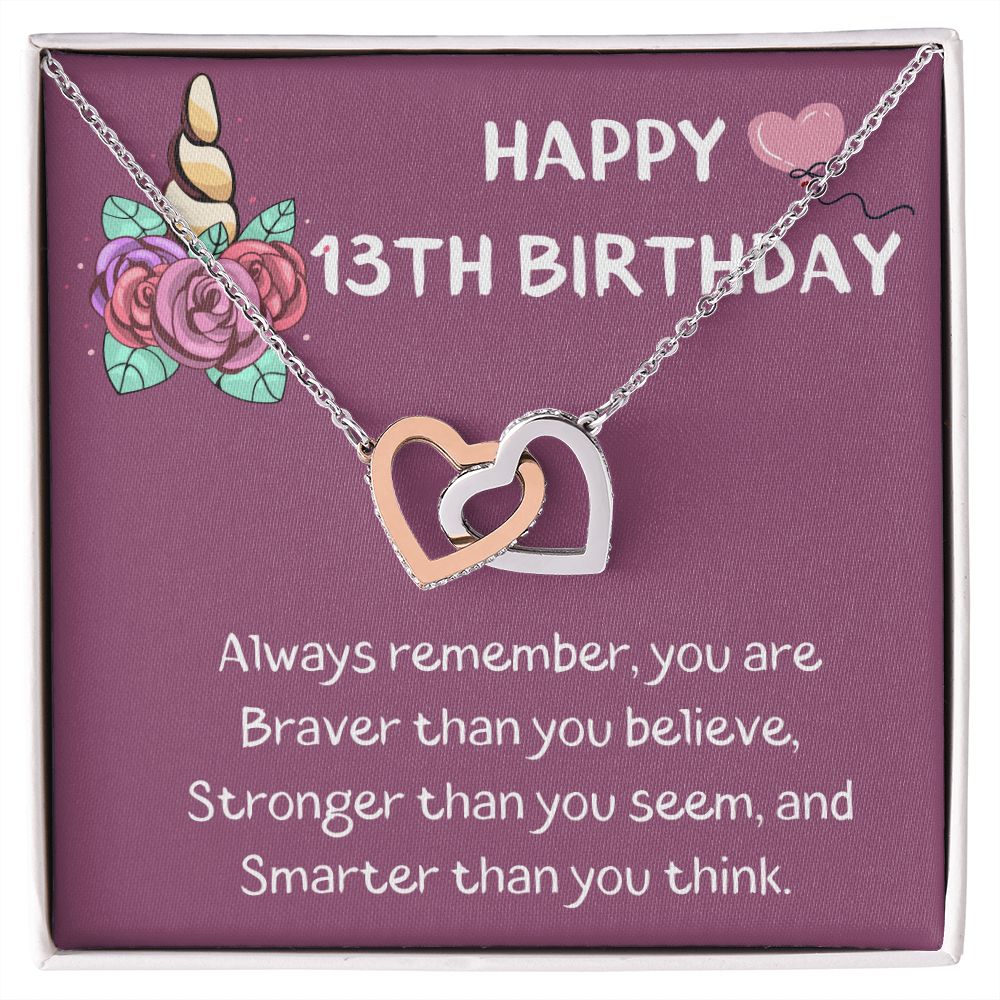 Happy 13th Birthday - Interlocking Hearts Necklace