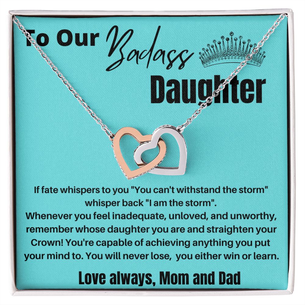 To Our Badass Daughter - Interlocking Hearts Necklace