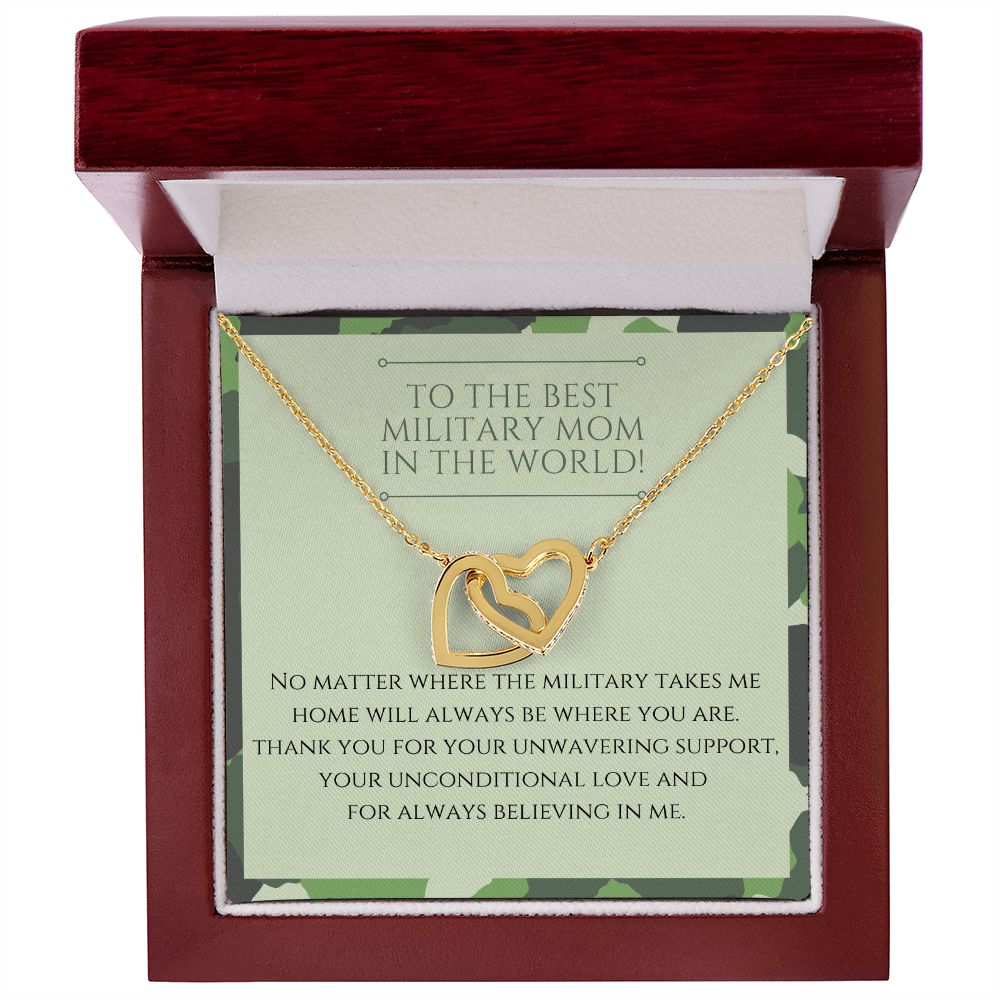 To The Best Military Mom In The World - Interlocking Hearts Necklace