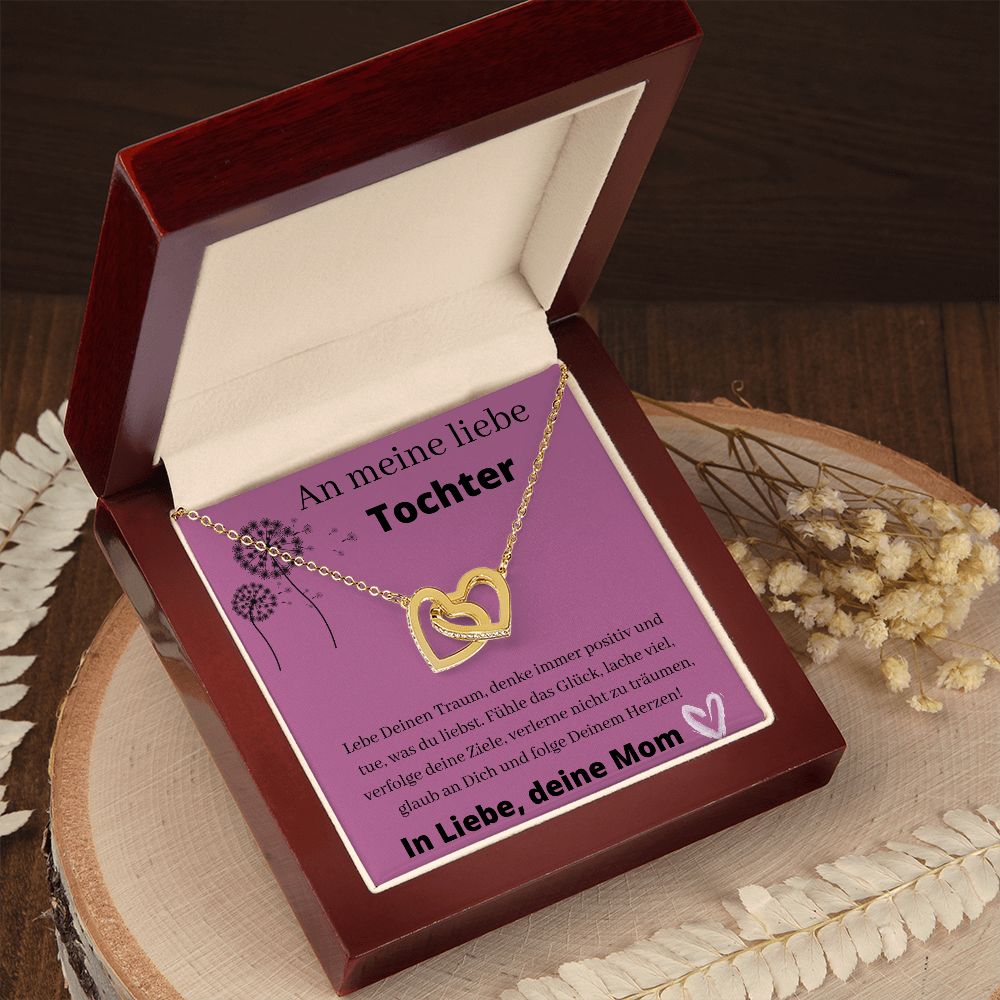 An Meine Liebe Tochter - Lebe Deinen Traum - Interlocking Hearts Necklace
