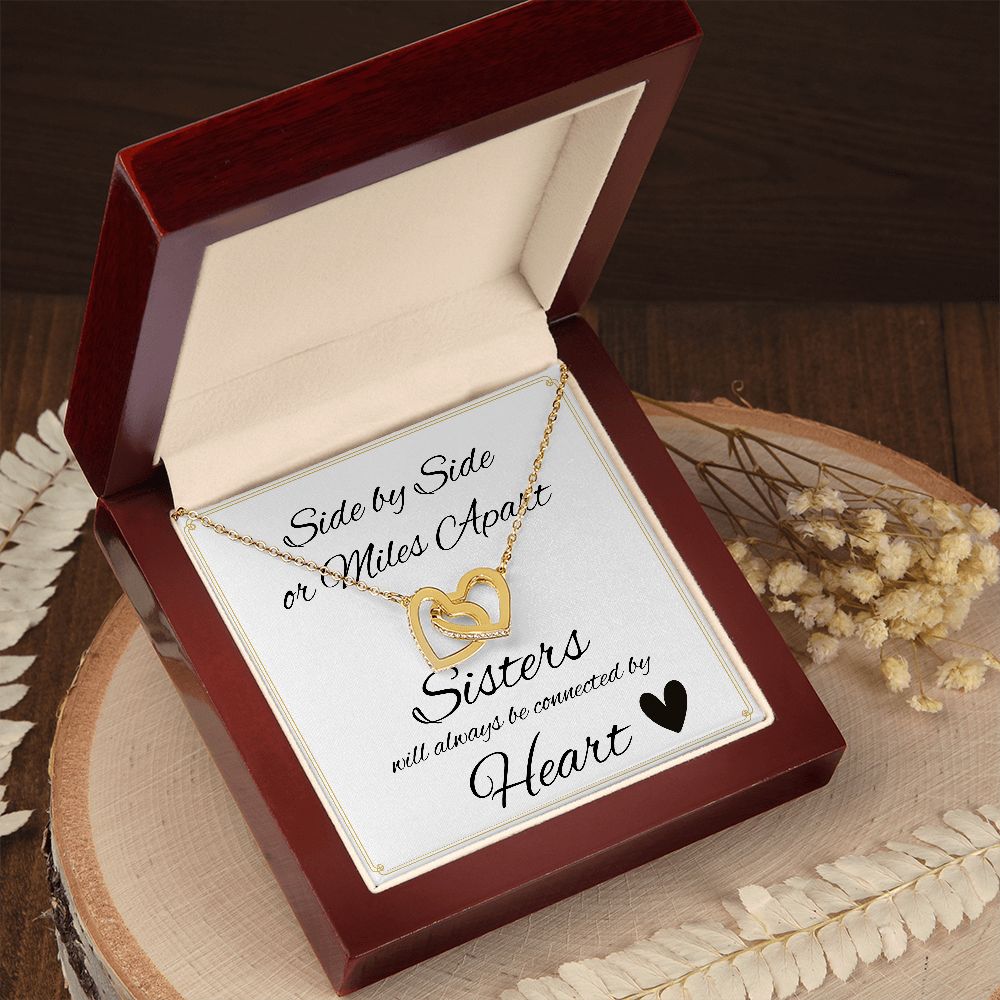 Side By Side Or Miles Apart - Interlocking Hearts Necklace